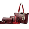 Capacious fashionable trend one-shoulder bag with bow, crocodile print