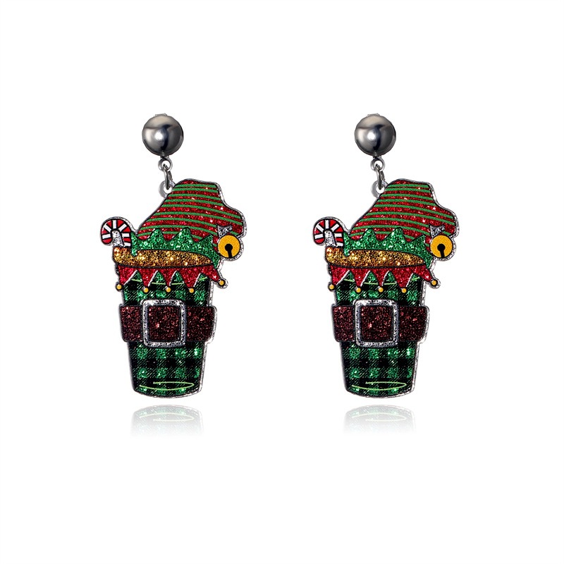 Navidad transfronteriza joyas navideñas bonitos sombreros de Navidad pendientes de animales de moda femenina pendientes de orejas navideñas