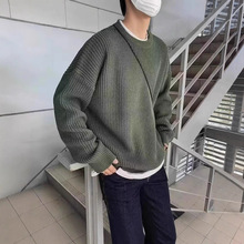 纯色多色圆领毛线衣慵懒软糯原宿情侣学生宽松打底外穿百搭针织衫