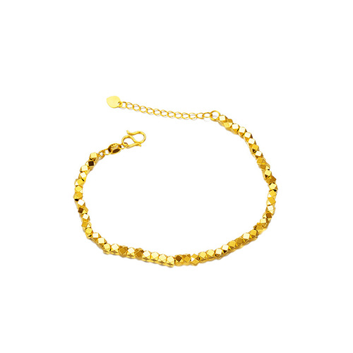 High-end bead broken gold bracelet sand gold plated 18k gold broken silver couplet trendy niche new Chinese style women's hand