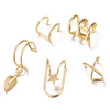Golden set, earrings, ear clips, simple and elegant design, no pierced ears