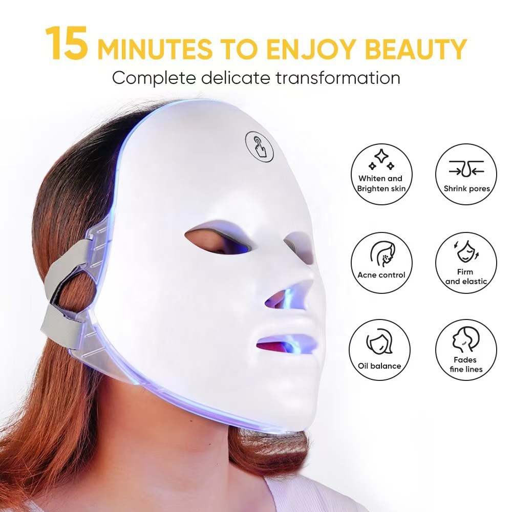 Rechargeable Touch Led Spectrum Mask Photon Rejuvenation Instrument Red and Blue Light Acne Removal Facial Beauty Instrument Rejuvenation