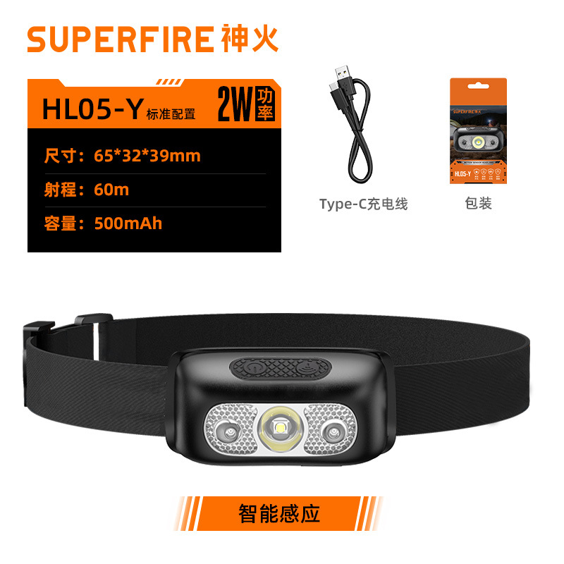Lámpara de luz luminosa para pescadores de alta intensidad inducción de larga duración portátil al aire libre led headlight