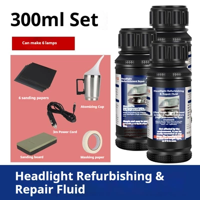 Auto glass repair liquid Cleaning and Restoration Repair Fluid - set-can-repair-6-headlights-car-version-300ml-liquid