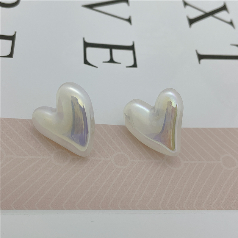 Fashion Pentagram Round Heart Shape Imitation Pearl Stoving Varnish Womenu0027S Ear Studs 1 Pair