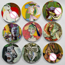 毕加索油画装饰挂盘墙面装饰抽象陶瓷艺术盘餐厅客厅坐盘摆盘摆件