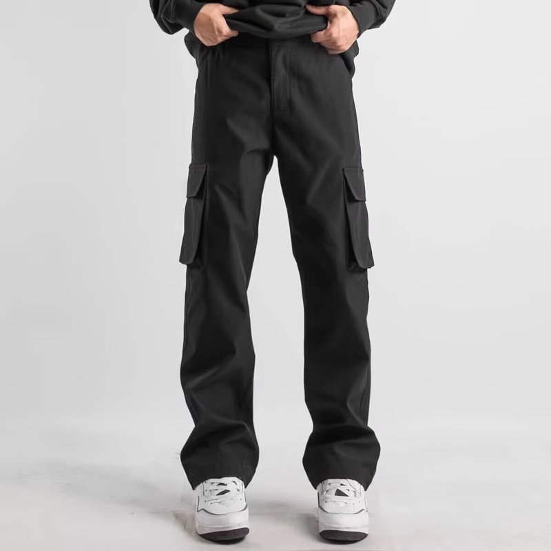 Cross-Border Men's Loose Straight-Leg Casual Pants, Black Functional Workwear Pants, Outdoor High-End American-Style Spring and Autumn Hiking Pants