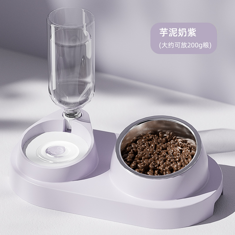 Tazón para gatos, doble tazón para gatos, tazón de agua para gatos, tazón de alimentación para gatos, tazón de boca inclinada para proteger la columna cervical, tazón de arroz para perros, tazón para perros, mascota Wang Jin