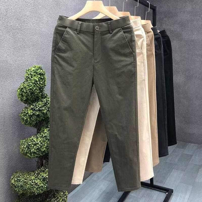 Factory Direct Sale New Men's Cropped Casual Pants Straight High-End Versatile Spring and Autumn Solid Color Casual Versatile Pants Factory Direct Sale New Men's Cropped Casual Pants Straight High-End Versatile Spring and Autumn Solid Color Casual Versatile Pants