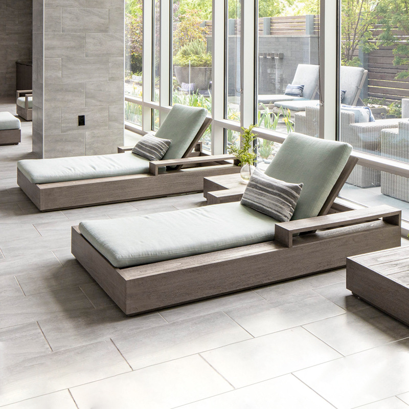 Cama de teca para exteriores, tumbona, muebles de teca para patio al aire libre, impermeables y resistentes al sol, silla de playa para piscina. image 4