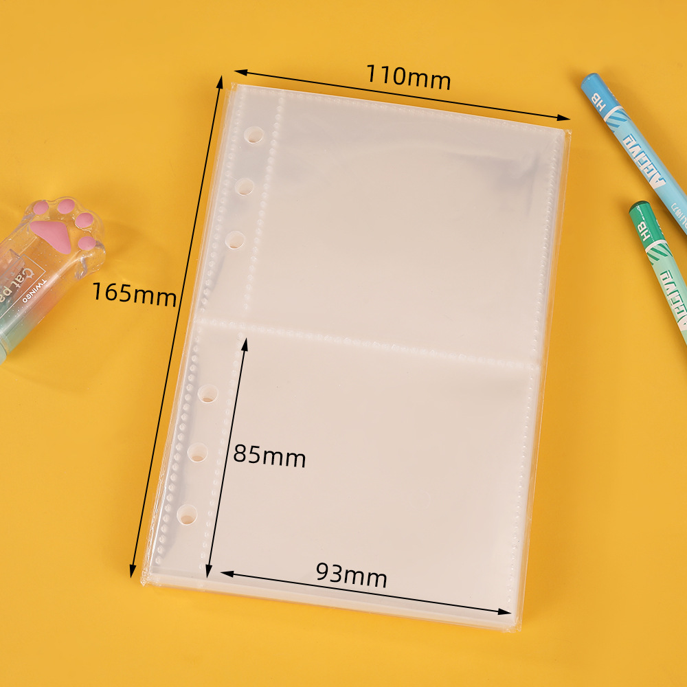 A5A6グリッターリーフリングバインダー、透明カードブック、ジッパー付きリーフリング手帳、ロゴ・パターン印刷カードアルバム収納ブック