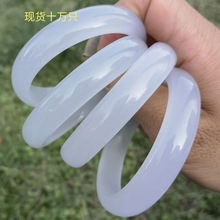 冰种水墨玉白月光玉石手镯水墨丹青玉镯灰白冰翠玉石手镯礼品批发