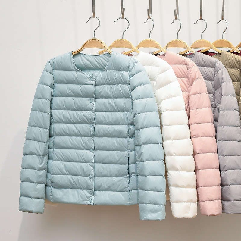 2026 Autumn/Winter New Women's Collarless down Jacket, Lightweight and Convenient, Round Neck Slim Fit Short Women's down Coat 2026 Autumn/Winter New Women's Collarless down Jacket, Lightweight and Convenient, Round Neck Slim Fit Short Women's down Coat