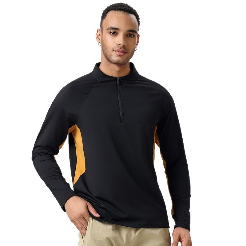 Travel long-sleeve, sports suit for gym for training, quick dry climbing T-shirt with zipper, for running, with a zipper 5
