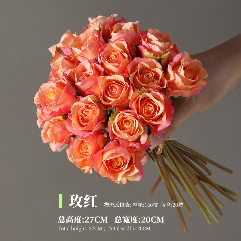 模擬バラのつぼみ、バラの花束、ホームホテルプロジェクトの写真撮影、装飾花、結婚式の手持ち造花卸売|undefined