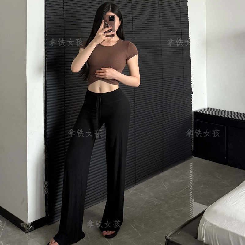 拿铁女孩瑜伽裤女夏薄款垂感慵懒松弛感显瘦运动裤健身训练阔腿裤|undefined