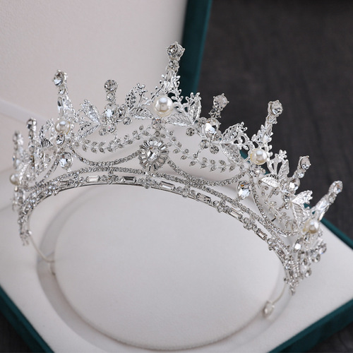 High-end bridal crown European and American fashion hair accessories pearl rhinestone tiara photo birthday crown wedding dress accessories