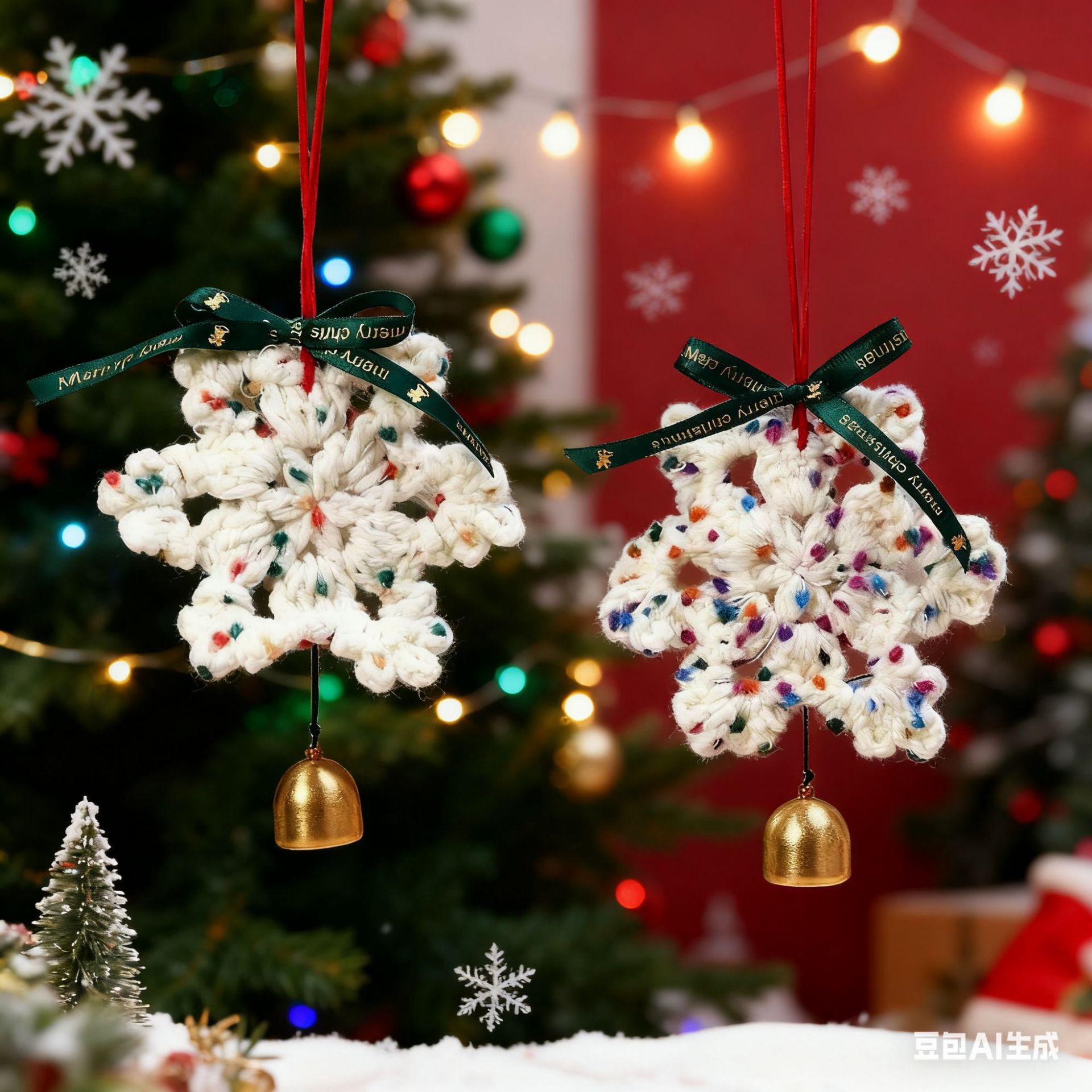 圣诞节毛线钩针雪花挂件 圣诞树装饰挂件汽车挂件送男女友礼物