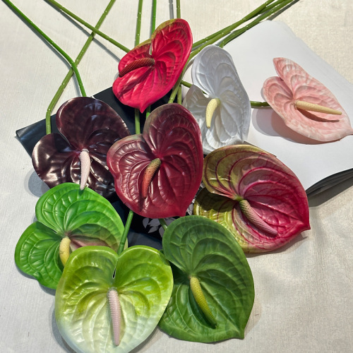 Single simulated flamingo palm, hand-feel anthurium, wedding decoration, artificial flower, photography, high-rise flower arrangement, artificial flower