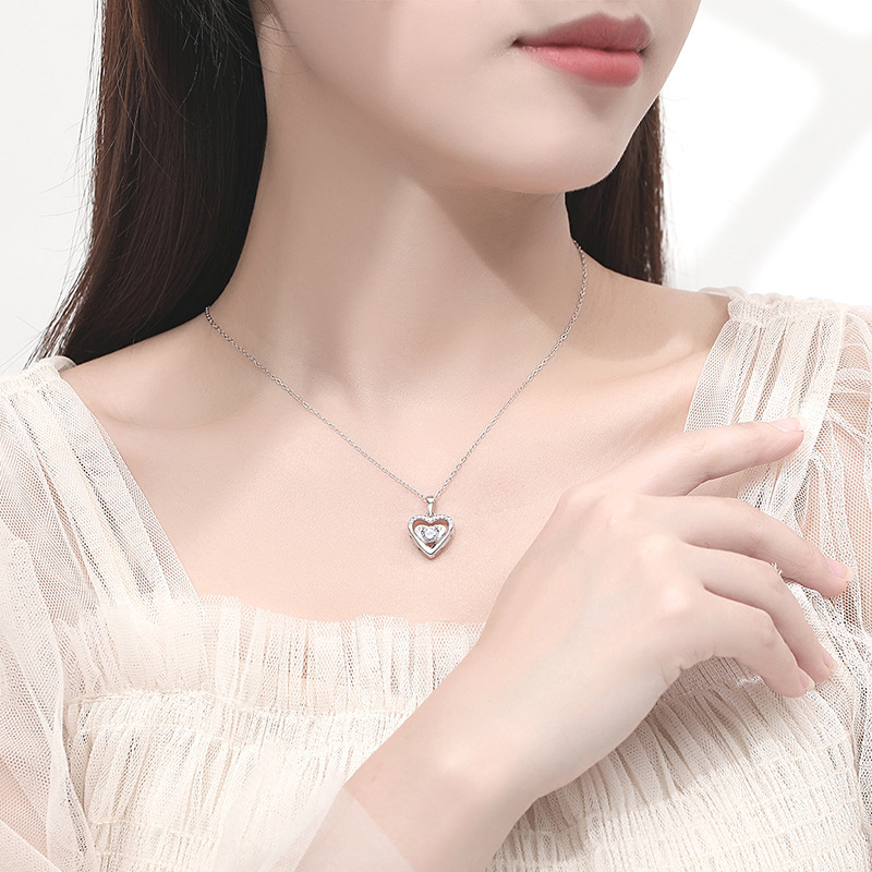 S925 collar de plata esterlina corazón eterno moda de las mujeres de lujo ligero collar en forma de corazón tiktok mismo estilo collar regalo del día de san valentín