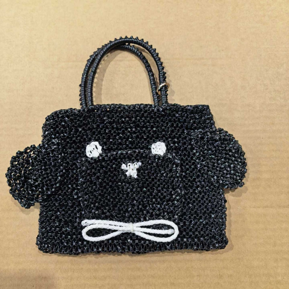 2026 new 3D puppy woven tote bag, PVC beaded sequin handbag, cute cartoon shoulder bag for women