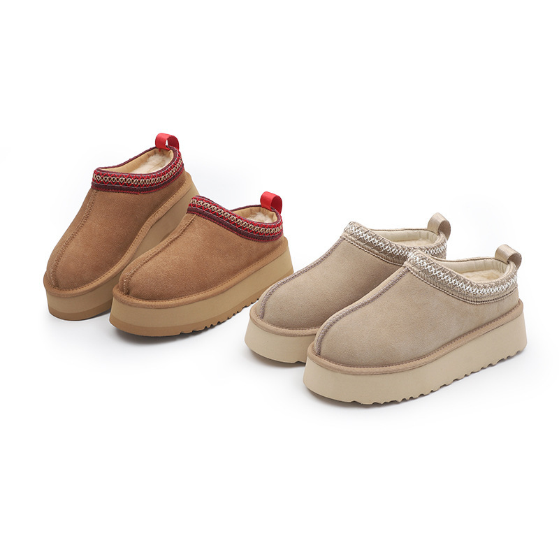 New Thick-Soled Tazz Women's Snow Boots, Winter Warm, Fleece-Lined, Thickened, Fashionable, Versatile, Ethnic Style Cotton Shoes