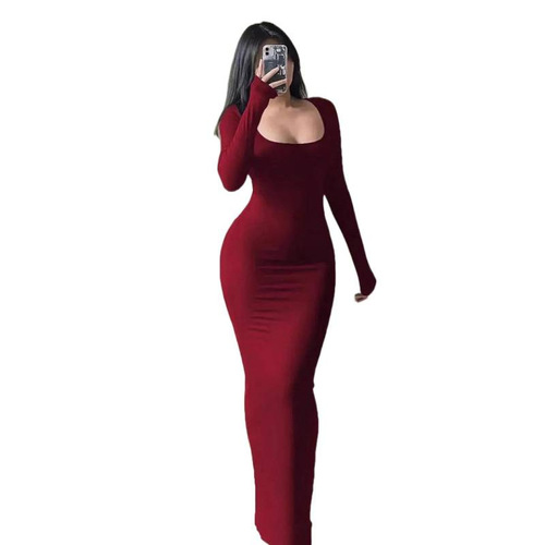 New European and American Autumn/Winter Independent Website Slim-fit Long Tight Hip-hugging Fishtail Women's Dress