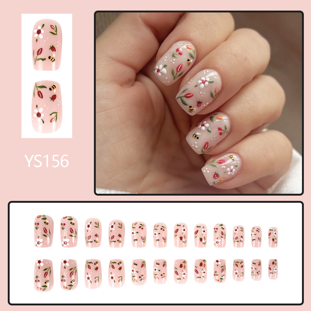 35g Weight press-on nails Nail Supplies 1 Set Quantity ABS Material Flower Pattern Casual, Sweet Style Casual Sweet Flower ABS Press-on Nails 1 Set 1