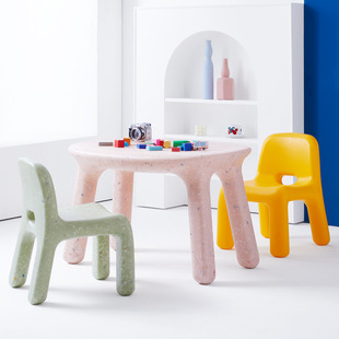 Nordic Environmentally Friendly Plastic Children's Chair Ins Internet Popular Kindergarten Baby Table and Chair Designer Backrest Outdoor Small Bench