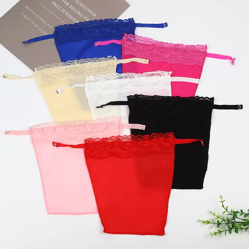 时尚新款蕾丝防走光抹胸布 纯色夏季薄款一片式抹胸布 假领子现货