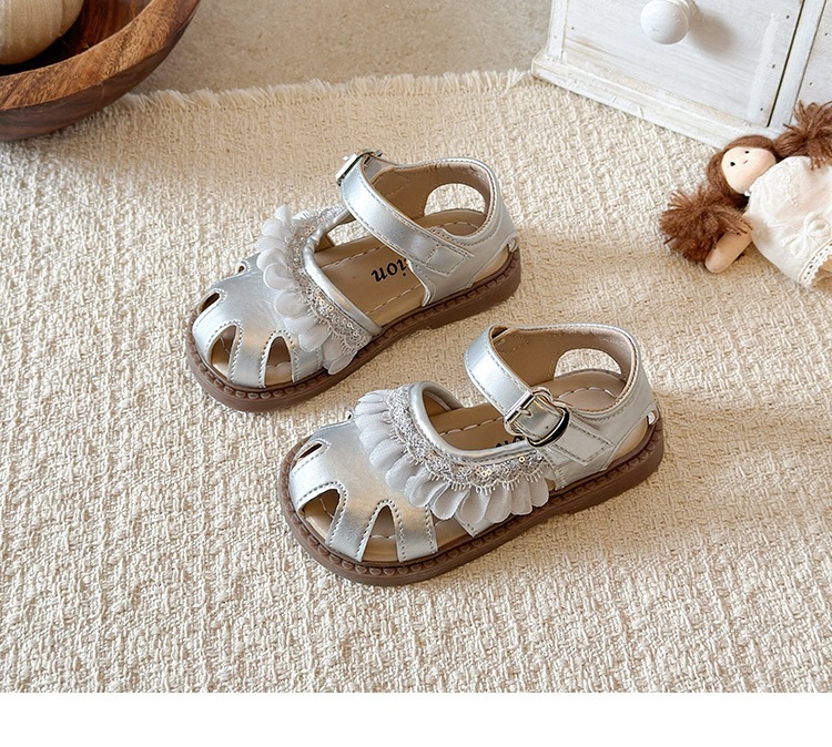 Princess Lace Sandals For Toddlers With Soft Sole Closed Toe Beach_voghion.com