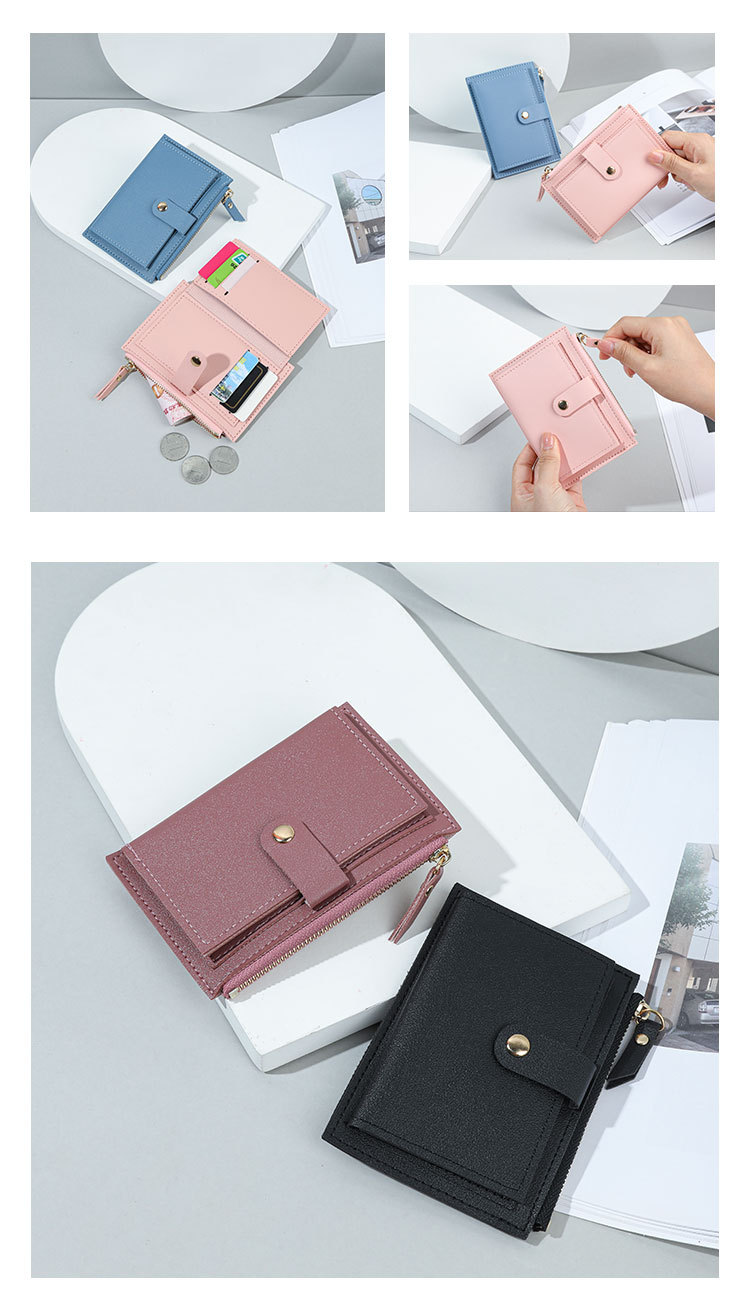 Basic Solid Color Square Zipper Buckle Small Wallet display picture 1
