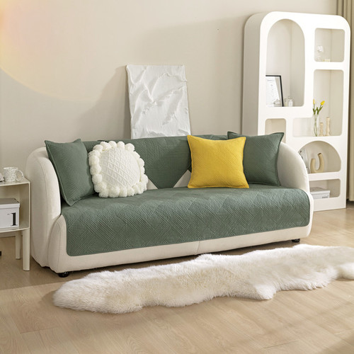 四季通用水洗棉布横条纯色绗缝沙发垫现代简约防滑沙发坐垫巾批发
