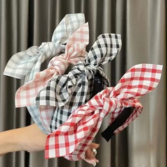 Korean ins oxygen-sensing blue headband college style girly temperament plaid headband hairpin Japanese and Korean hair accessories