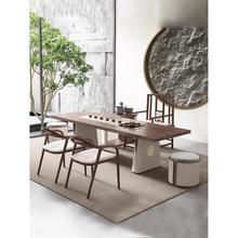 新中式实木茶桌椅组合现代简约北美黑胡桃木茶室客厅功夫茶台