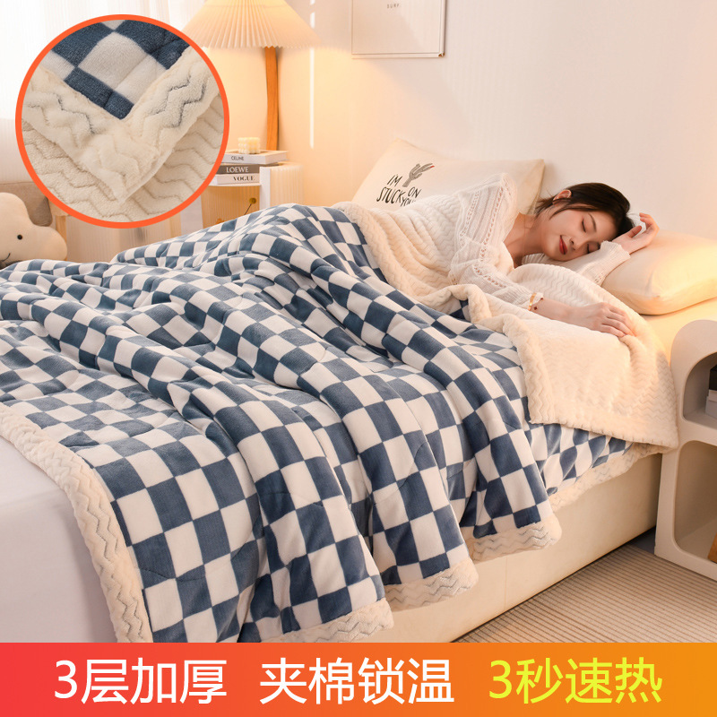 三层夹棉牛奶绒印花毛毯卡通秋冬午睡毯多功能加厚可机洗毯子批发|undefined