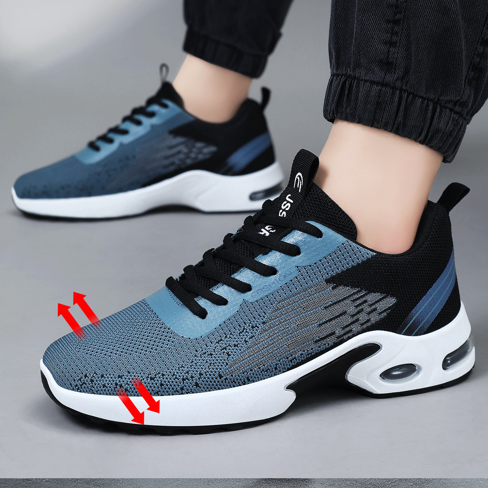 Zapatos deportivos de primavera zapatos de hombre de tamaño grande zapatos de correr transpirables zapatos de correa poco profundos zapatos de amortiguación de aire para hombres zapatos individuales