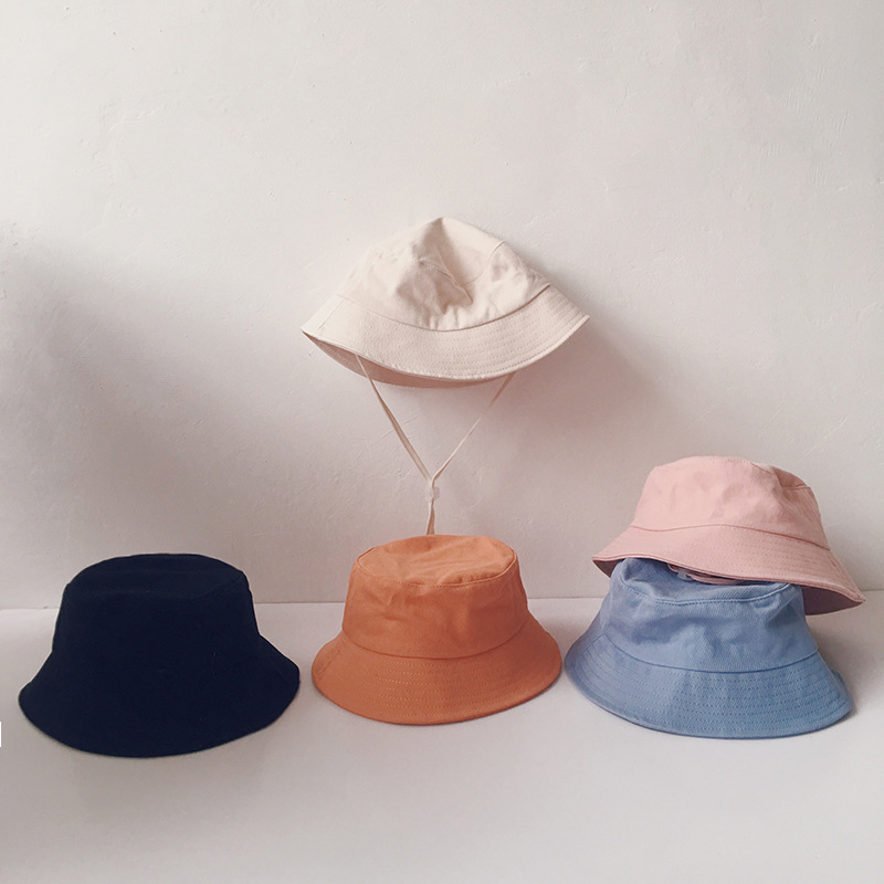 Solid Color Flat-top Children's Fisherman Hat display picture 2