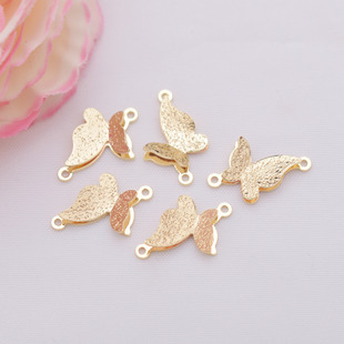 Color-preserving 14K gold-wrapped double-layer three-dimensional butterfly pendant double hanging connection accessories diy handmade earrings material earrings