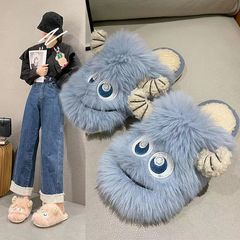 卸売り年秋冬新作ネット赤小怪獣可愛い綿のスリッパ女性の外着の室内カップルの厚い底のぬいぐるみ