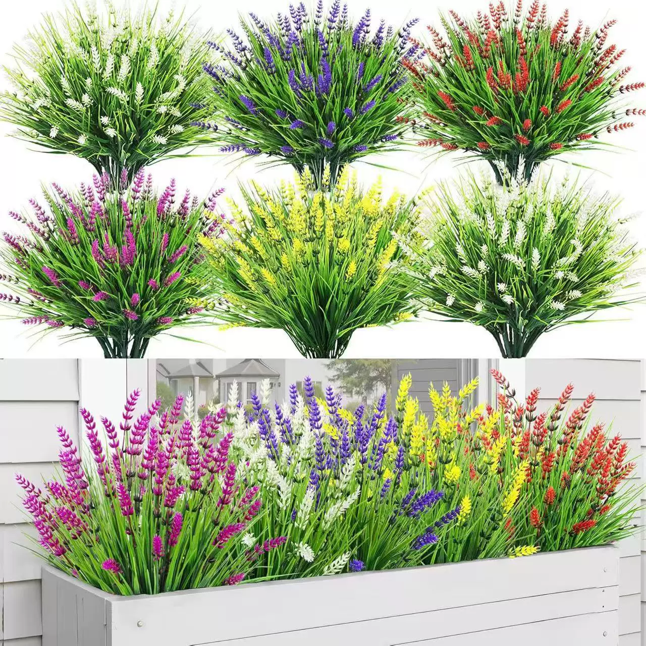 跨境热销仿真花7叉薰衣草绿植假花家居户外装饰人造春草薰衣草