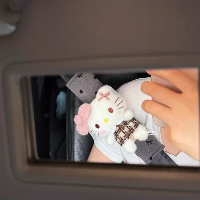 少女心HelloKitty凯蒂猫汽车安全带miu风毛绒护肩套卡通防勒脖套|undefined
