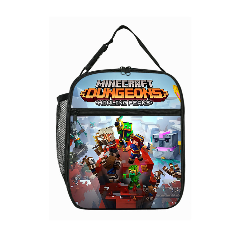 Minecraft Bolso de comida para estudiantes de primaria Minecraft Bolso de hombro portátil para niños Caja de aislamiento Bolsa de almuerzo portátil de campo