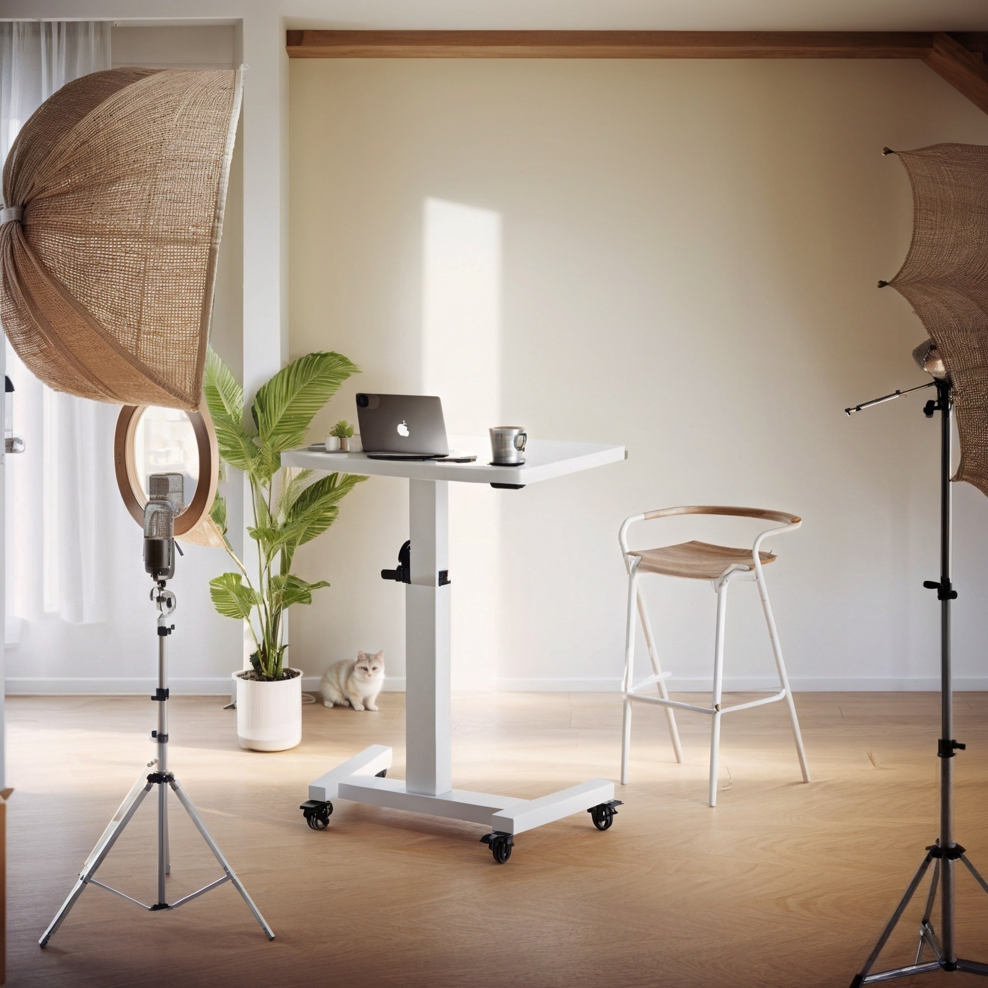 Mesa de transmisión en vivo móvil elevable de pie de exhibición de mesa de trabajo para niñas, sofá de sala de estar, mesa pequeña