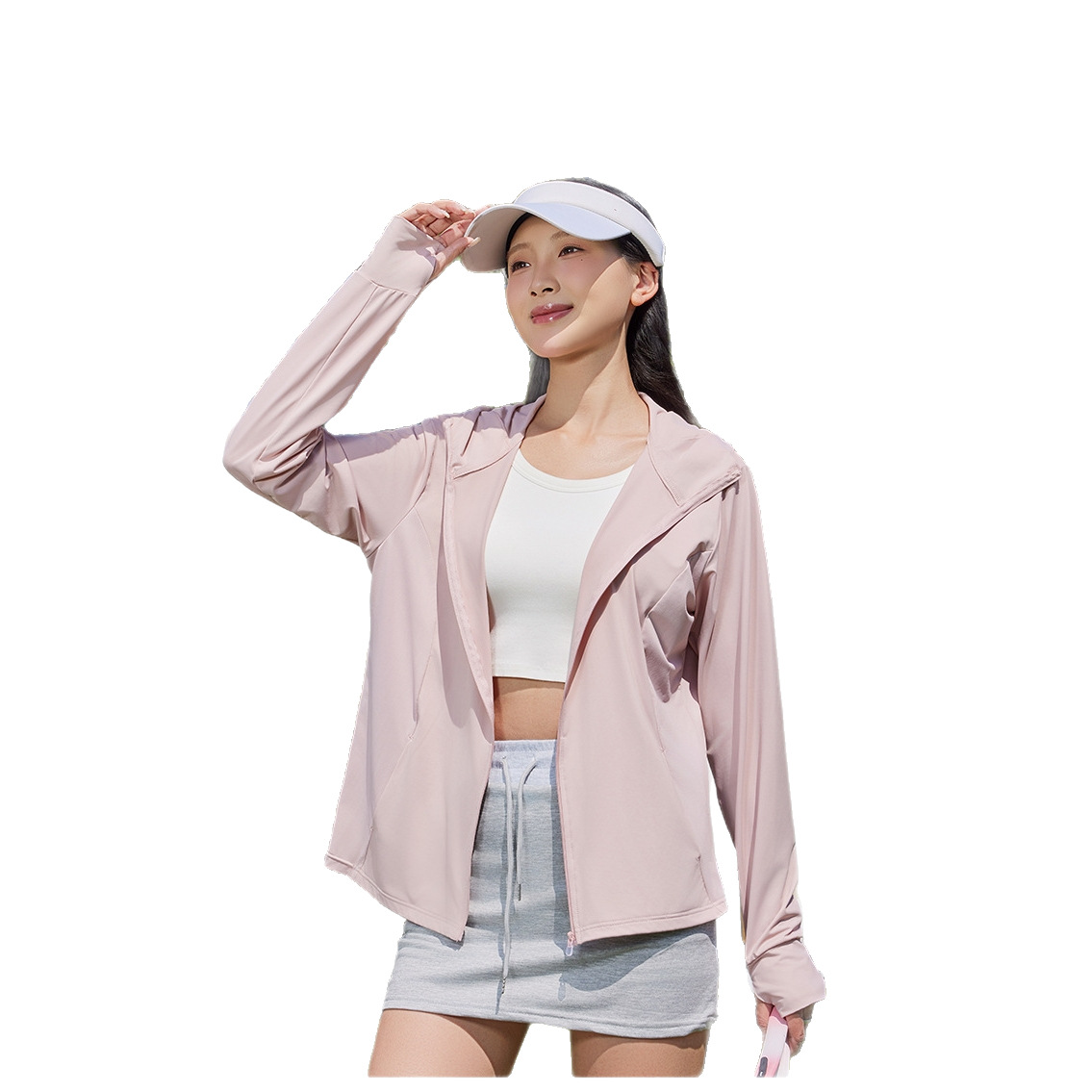 Ropa de protección solar al aire libre de primavera y verano profesional de nailon completo para hombres UPF50 con capucha de viaje chaqueta superior ligera color sólido estilo fino