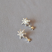 日韩小众设计雪花锆石星星闪钻日常通勤简约气质925银针耳钉耳饰