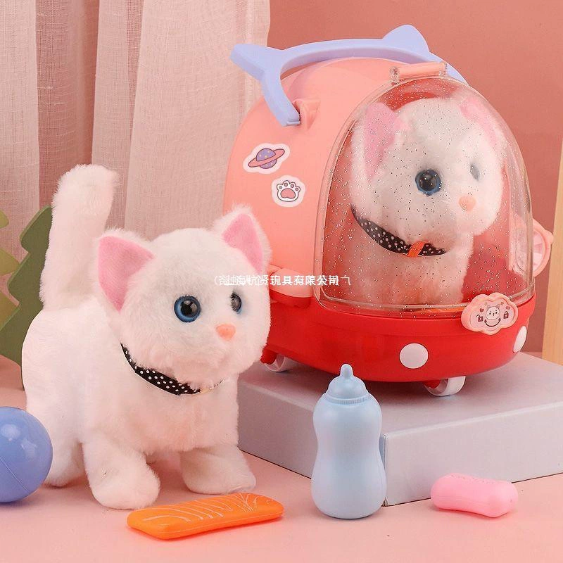 Детская бионическая игрушка-котенок, которая может звонить и двигаться, кукла-кошка, плюшевая электрическая модель кошки для девочек