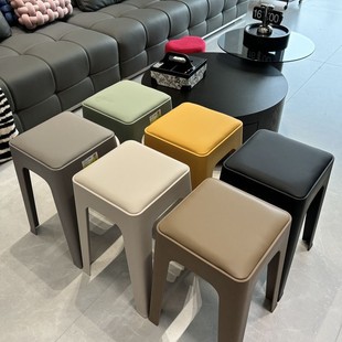 Plastic Stool with Soft Upholstery, Thickened for Home Use, Stackable for Living Room, Modern and Simple Bench, Comfortable for Long Sitting, Commercial Dining Chair