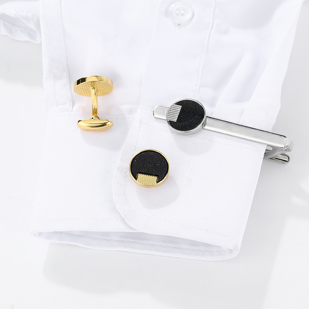 boutons de manchette ronds ciel étoilé givré pour hommes et femmes affaires chemise française clous de manchette pince à cravate accessoires boîte cadeau_voghion.com