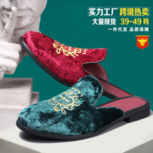 跨境temu欧美男士休闲鞋男式包头拖鞋半托凉鞋一脚蹬懒人鞋大码男